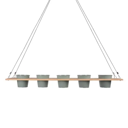 UNUS Kräuterbar Pflanzenregal Grün Bambus 100 x 16 cm Kräuterregal zum Aufhängen mit Drahtseil, Kräuterhalter für Küche, Balkon, Terrasse, Nachhaltiges Hängeregal für Pflanzen und Kräuter