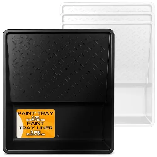 Instalguru Farbwanne Farbschale 33x35 cm 3X Einsatz Einweg Lackwanne Lackierwanne Kunststoff Maler Lackschale für Farbe Lackier Farbwalzen Wandfarbe Streichen