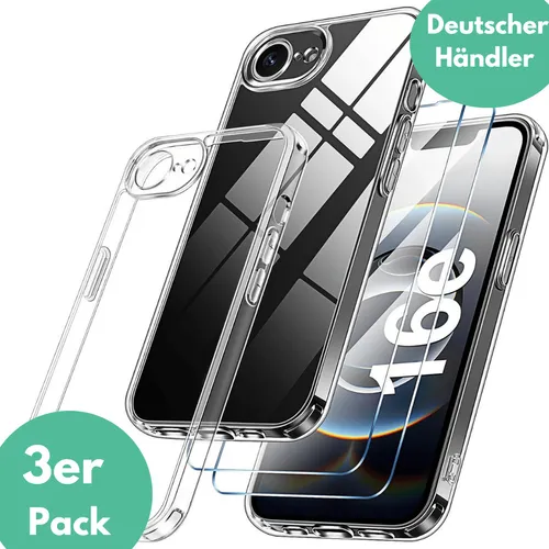 Hülle + 2X Schutzglas für Apple iPhone 16e Silikon Panzerfolie Full Screen Case
