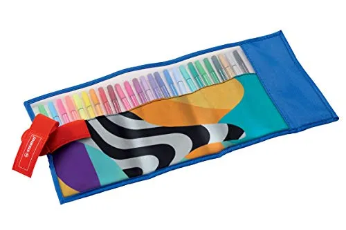 STABILO Arty Roller Set mit 25 Pen 68 Filzstiften - Utensilien zum Schreiben und Zeichnen, in verschiedenen Farben mit wasserbasierter Tinte für kreative Projekte und Zeichnungen.