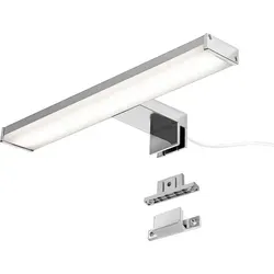 LED Wandleuchte 8W 30 cm IP44 für Bad, Spiegel und Möbel, schlankes, verchromtes Aluminium mit neutralweißem Licht