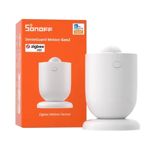 SONOFF SenseGuard SNZB-03PR2 Zigbee Bewegungsmelder mit Lichtsensor für Lichtsteuerung, Alarmsystem, Automatisierung, Beleuchtungshistorie, kompatibel mit Home Assistant, Alexa, SmartThings