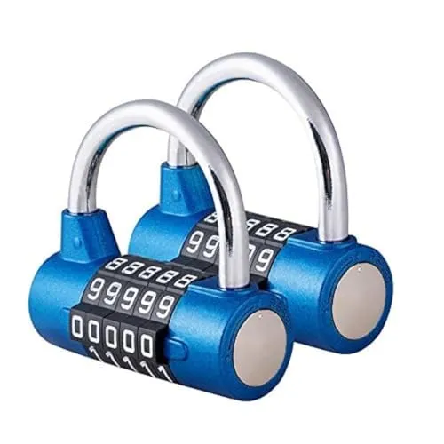 Surplex 5-Stellige Kombinationsschloss Vorhängeschloss, Kombinations Zahlenschloss, rücksetzbaren für Schule, Gym, Case, Toolbox, Zaun, Kabinet, usw. - Rot und Schwarz(2 Pack, Blau)