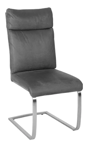 Schwingstuhl Freischwinger in Grau - Moderner Küchenstuhl - Stühle für Erwachsene mit gepolstertem Sitz, ideal für Esszimmer und Küche. Hohe Stabilität mit Edelstahlgestell und max. Tragkraft von 130 kg.