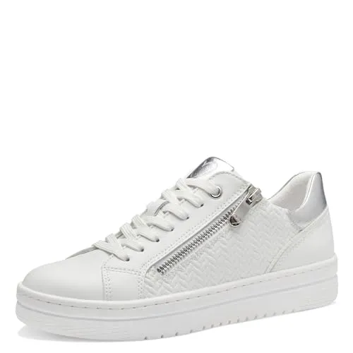 MARCO TOZZI Damen Sneaker Vegan mit Reißverschluss in Weiß (40 EU) - Damen-Sneaker mit softiger Feel me Sohle für ultimativen Tragekomfort und einem leichten, angenehmen Gefühl. Vegan und modisch, ideal für stilbewusste Frauen.