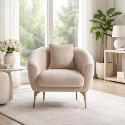 Beiger Bequemer Polstersessel - Stilvoller Loungesessel für Ihr Wohnzimmer - Hochwertiger Loungesessel in Beige, ideal für Erwachsene und Jugendliche. Mit Kissen für zusätzlichen Komfort und modernem Design. Perfekt für entspannte Stunden im Wohnzimmer.
