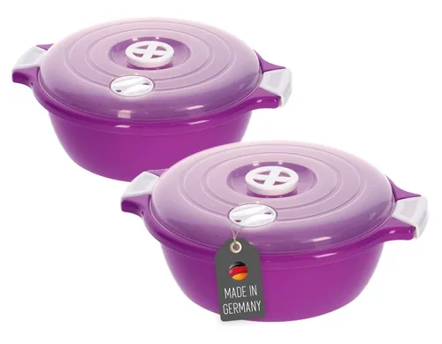 Lantelme Mikrowellenbehälter Mikrowellenschüssel Set rund Mikrowellen Picknick Schüssel, lebensmittelecht, (Spar-Set, 2-tlg., 2 Stück Set Mikrowellenschüssel Volumen 1,8 Liter Volumen), mit Deckel und Dampfventil, Deutsche Herstellung