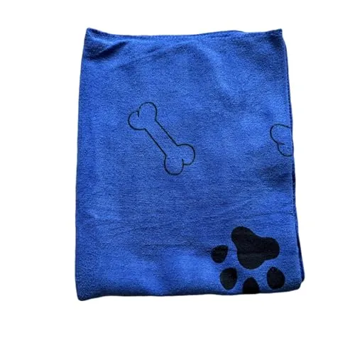 MATE FOR DOGS Haustier Badetuch Buddy Handtücher für Haustiere | Schnelltrocknendes Handtuch für Hund |Ganz Weich schnelltrocknend Handtücher für Hund & Katze 60x100 cm (Blau)