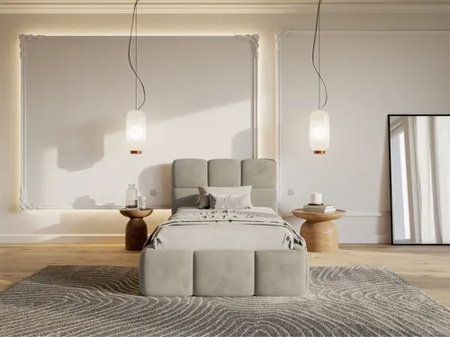 Selsey Kinderbett CLOUDY mit Bettkasten und Lattenrost, 90 x 200 cm - Luxuriöses Kinderbett CLOUDY mit wasserabweisendem Samtbezug. Der praktische Bettkasten bietet zusätzlichen Stauraum, während der stabile Metall-Lattenrost optimalen Komfort garantiert. Ideal für stilvolle Kinderzimmer!