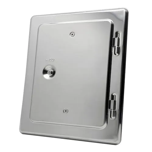 Edelstahl Kamintür 14x20cm - Ofenoutlet.de - Hochwertige Edelstahl Kamintür für gemauerte Schornsteine, inkl. Vierkantschlüssel. Perfekt für effiziente Belüftung und langlebigen Einsatz.