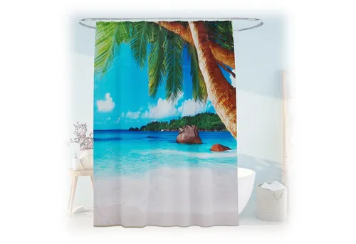 relaxdays Duschvorhang 180x200 cm mit Motiv Breite 180 cm (Tropical), 180x200cm