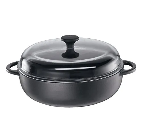 Küchenprofi PROVENCE Gusseisenpfanne 24 cm - Multitalent für alle Herdarten - Pfannen – Ideal zum Schmoren, Braten und Backen. Diese emaillierte Gusseisenpfanne speichert Wärme effizient und ist langlebig, perfekt für energiesparendes Kochen auf allen Herdarten.