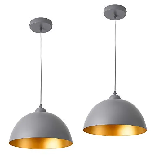 lux.pro Hängeleuchte 2er-Set - Stilvolle Hängelampe E27 Metall Grau-Gold - Moderne Hängeleuchten im 2er-Set aus robustem Metall, ideal für Ihren Wohnbereich. Höhenverstellbar und mit elegantem Grau-Gold Design - perfekt für stimmungsvolle Beleuchtung.