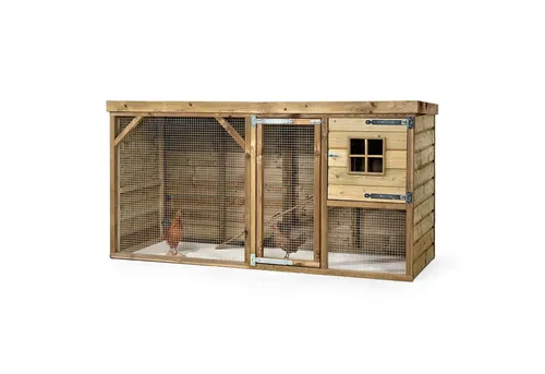 FATMOOSE CosyChicken Cottage - Premium Hühnerstall mit Auslauf aus massivem Holz - Der CosyChicken Cottage bietet ein sicheres Zuhause für deine Hühner. Hergestellt aus imprägniertem Kiefernholz, schützt er vor Witterungseinflüssen und sorgt für artgerechte Haltung. Ideal für Familien, die Natur und Verantwortung entdecken möchten.