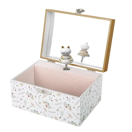 Trousselier 6260120 Schmuckkästchen für Kinder, Katze - Spieluhr mit Musik und tanzender Figur, bewahrt Schmuck sicher auf und verzaubert mit fröhlicher Melodie.