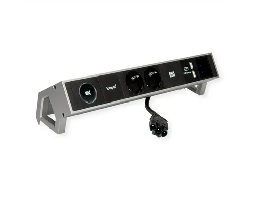 Bachmann DESK2 Steckdosenleiste mit IOTspot und USB Charger - Steckdosenleisten mit 2 Schutzkontaktsteckdosen und 1 USB Charger für modernes Arbeitsplatzmanagement. Integrierte App für einfache Buchungen und Standortsuche.