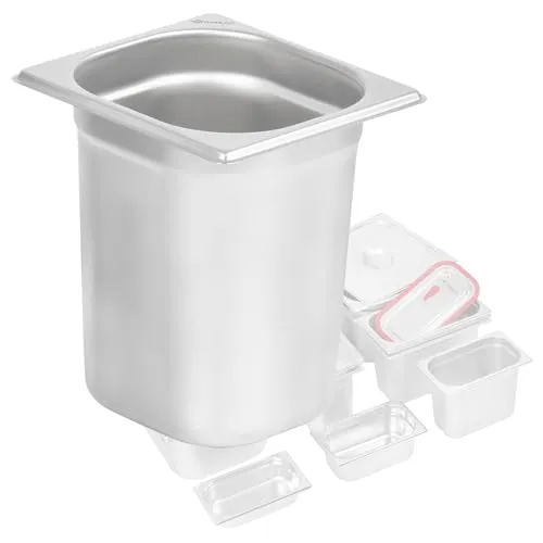 Mahlzeit GN Behälter 1/6 | Höhe 200 mm | Verschiedene Größen verfügbar | Edelstahl Gastronomiebehälter | Gastronorm Behälter, Gastronormbehälter, Wärmebehälter für Chafing Dishes