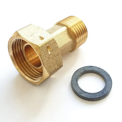 Wasserzähler-Verschraubung 1/2'' AG x 3/4'' IG, Messing, mit Plombiervorrichtung