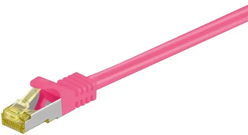 Goobay RJ45 Patchkabel CAT 6A S/FTP (PiMF), 500 MHz mit CAT 7 Rohkabel, Magenta