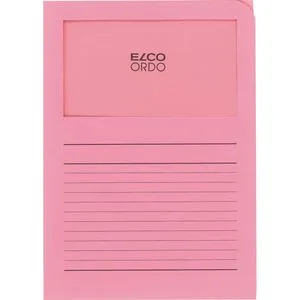 Organisationsmappe Elco Ordo classico - A4, 220x310 mm, rosa, mit Sichtfenster und umweltfreundlichem FSC-Zertifikat, ideal für Büros und Organisation