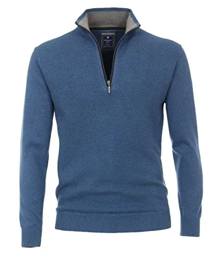 Redmond Troyer Uni 14 blau L - Pullover für Herren, klassisches Design mit Stehkragen und Reißverschluss, aus 100% Baumwolle für hohen Tragekomfort und angenehmes Gefühl.