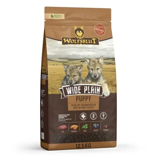 Wolfsblut Wide Plain Puppy - 12,5 kg - Getreidefreies Hundefutter mit hochwertigem Pferdefleisch, ideal für Welpen. Enthält Superfood-Komplex aus Löwenzahn und Ginseng für optimale Gesundheit.