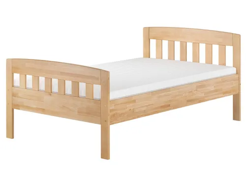 ERST-HOLZ Massivholzbett Seniorenbett Einzelbett Gästebett Buche Massiv 120 x 200 cm Zeitlos, Buche farblos lackiert