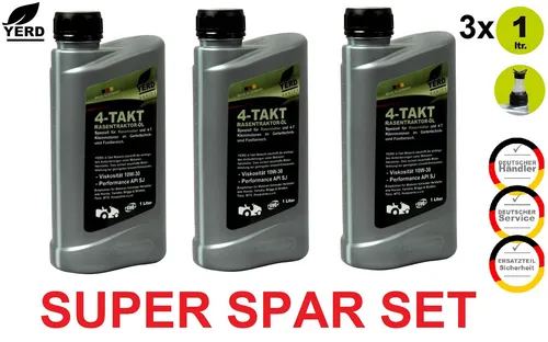 Rasen mäher Traktor Hochwertiges Motor Öl 4-Takt 10W-30 SPAR SET 3 x 1 Liter