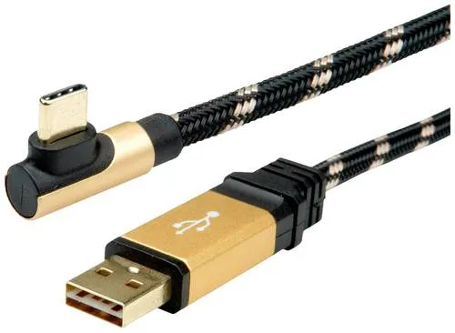 Roline USB-Kabel USB 2.0 USB-A Stecker, USB-C Stecker 3.00m Schwarz, Gold Geschirmt 11.02.9062