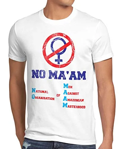 style3 Bundy NO MA’AM Herren T-Shirt Vatertag Gruppen-Kostüm Fasching Karneval Männer-Umzug, Größe:3XL, Farbe:Weiß