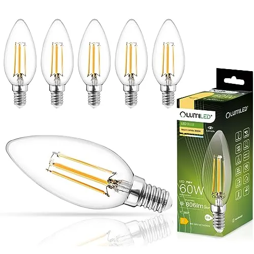 Lumiled B35 E14 LED Lampe 7W (ersetzt 60W), 806Lumen, Vintage Filament Klar Glas Leuchtmittel Kerze Kerzeform 3000K Warmweiß Birne Lampen 360° Strahlwinkel Glühbirnen Kerzenbirnen 6er-Pack