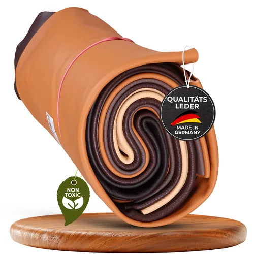 Braune Lederstücke 1kg DIN A3 in braun von Langlauf Schuhbedarf