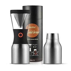 asobu KB900 Kaffeebereiter - Kaffeemaschine für stilvollen Kaffee- und Teegenuss, ideal für Cold Brew, aus hochwertigem Edelstahl mit 1,1 l Fassungsvermögen.