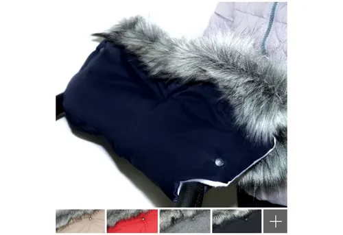 Baby-Joy Kinderwagen-Handwärmer Luxus Muff mit Kunstfell - Flauschiger Handwärmer, kuschelweich, außen wind- und wasserabweisend