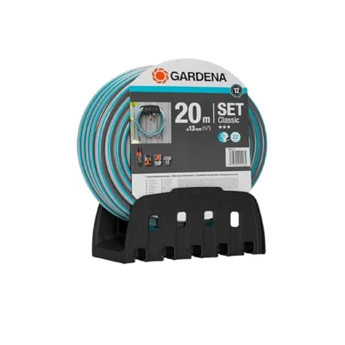 Gardena Wandschlauchhalter mit 20 m Schlauch - inkl. Spritze und Halterung, druckresistent und ideal für eine ordentliche Gartenbewässerung