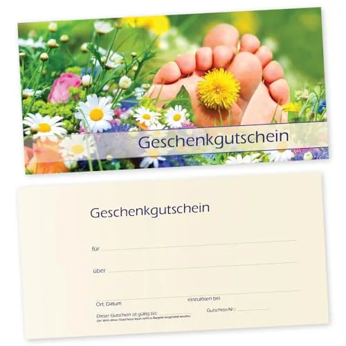 cosmeticPlus 50 Fußpflege – Gutscheinkarten SOMMERWIESE Gutscheine Geschenkgutscheine