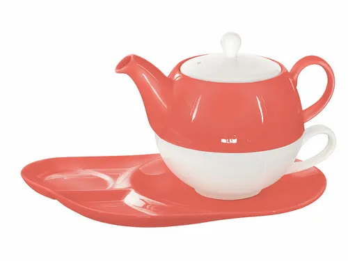 Buchensee Tea for one / Teeset Lena, Teekanne 500ml in rot aus Porzellan