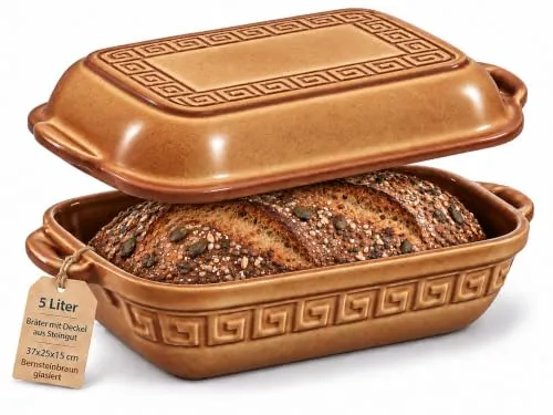 KERAZO 5L Brotbackform mit Deckel – Ideal für Brot und Aufläufe