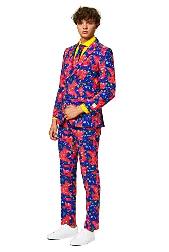 OppoSuits Lustige Verrückt Abschlussball Anzüge für Herren in rot von OppoSuits
