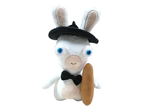 Raving Rabbids Plüsch - Franzose (28cm) - Kuscheltiere, niedliche Raving Rabbids Plüschfigur in französischem Outfit mit Baguette, ideal zum Kuscheln und als Geschenk.