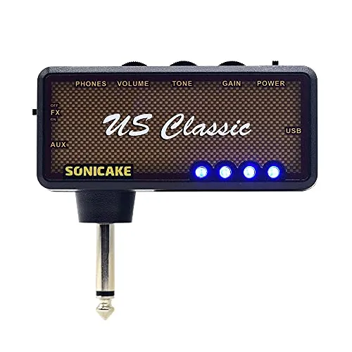 SONICAKE Mini Verstärker Gitarren Reverb Effekt AMP | Kopfhörer Verstärker Pocket Wiederaufladbar Kopfhörerverstärker US Classic