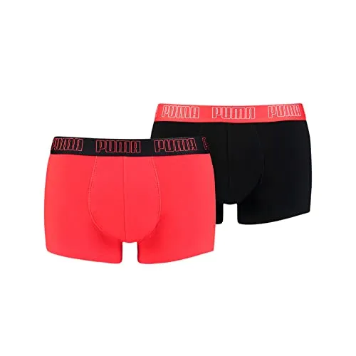 Puma Mens Basic Men's (2 Pack) Trunks, red/Black, XL (2er Pack)