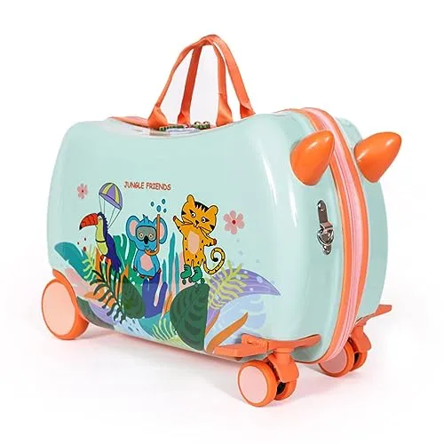 Kinderkoffer mit Rollen Jungle Friends – Trolley Tasche für Mädchen und Jungen - Kinderkoffer & -gepäck mit 360° drehbaren Rollen für müheloses Reisen, aus robustem ABS-Material und ideal für kleine Abenteurer.