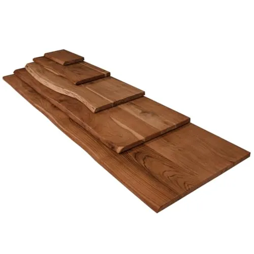 trelevo Holzplatte 100x30 cm, Akazienholz massiv 26mm, nussbaumfarben, Zuschnitt nach Maß, Baumkantenplatte für Bastler und Heimwerker