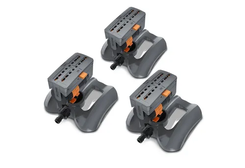 Brandson Viereckregner Garten Sprinkler – 3er Set mit 16 Düsen - Effizienter Oszillationsregner für Flächen bis 180 m². Stufenlos einstellbarer Wasserstrahl und integriertes Schmutzsieb sorgen für optimale Bewässerung in jedem Garten.
