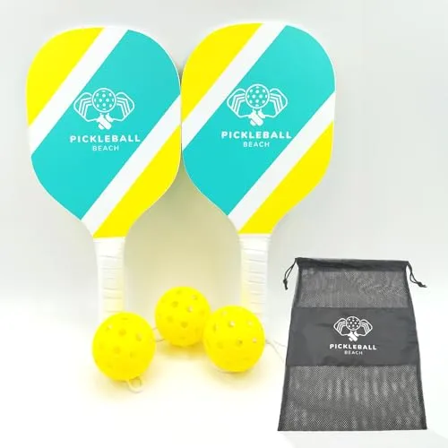 Pickleball Pro® | 2 Holzschläger + 3 Bälle | Offizielles Pickle Ball Set mit Transporttasche | Strand, Outdoor, Sport Spiel | Erwachsenenspiele | 100% Fun | OriginalCorner®