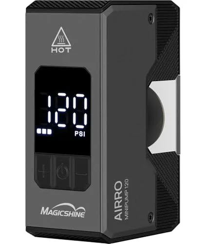 Magicshine Airro Elektrische Minipumpe mit digitalem Manometer - Kompakte Luftpumpe mit 120 PSI Druck, digitalem Display und automatischer Abschaltung. Ideal für schnelle und präzise Aufpumpvorgänge, perfekt für unterwegs.