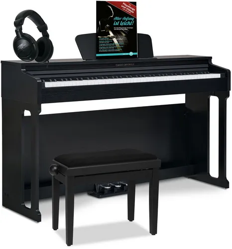 Classic Cantabile DP-220 SM E-Piano Set - Keyboards mit 88 gewichteten Tasten, Hammermechanik und 20 Klängen. Inklusive Pianobank, Kopfhörer und Klavierschule - ideal für Einsteiger und Fortgeschrittene.