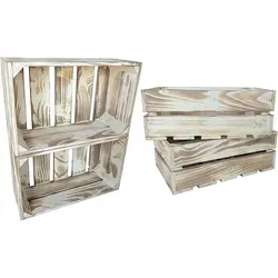 sunnypillow Holzkiste Holzkisten Obstkisten Apfelkisten in vielen Farben zur Auswahl, 4er Set 50x20x15cm silberfarben