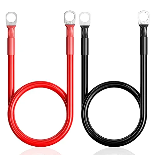 Relota 2 Stück 50 cm Batteriekabel 16mm², Kupferkabel Kupfer Stromkabel 5AWG, Batterie Kabel 12V mit Ringklemmen, Autobatteriekabel für LKW, Motorrad, Solar, Wohnmobil, Massekabel, Autobatterie